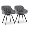 2 x Rotatable Dining Chairs Padded Velvet Seat Metal Legs Swivel Kitchen Modern