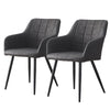 Set of 2 Grey/Brown/Beige Dining Chairs Fuax Leather Padded Seat Metal Legs PU