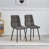 2 Pcs Brown Faux Leather/PU/ Velvet Dining Chairs Lint Chair Padded Dining Room