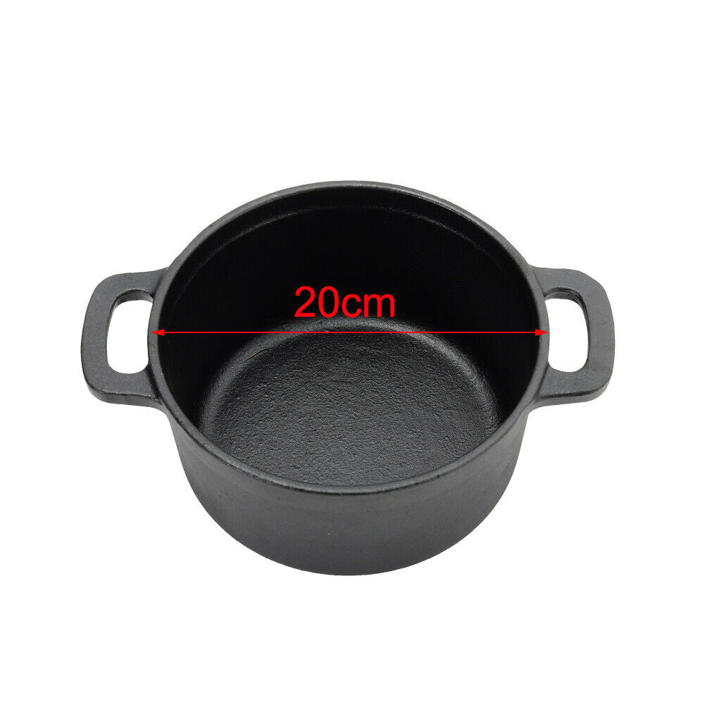 Cast Iron Stew Pot Camping Cooking Pot Dutch Oven Stock Pot Camping Pan Handles