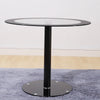 Black Tempered Round Glass Dining Table and 2/4 Leather Chairs Padded Seat Set