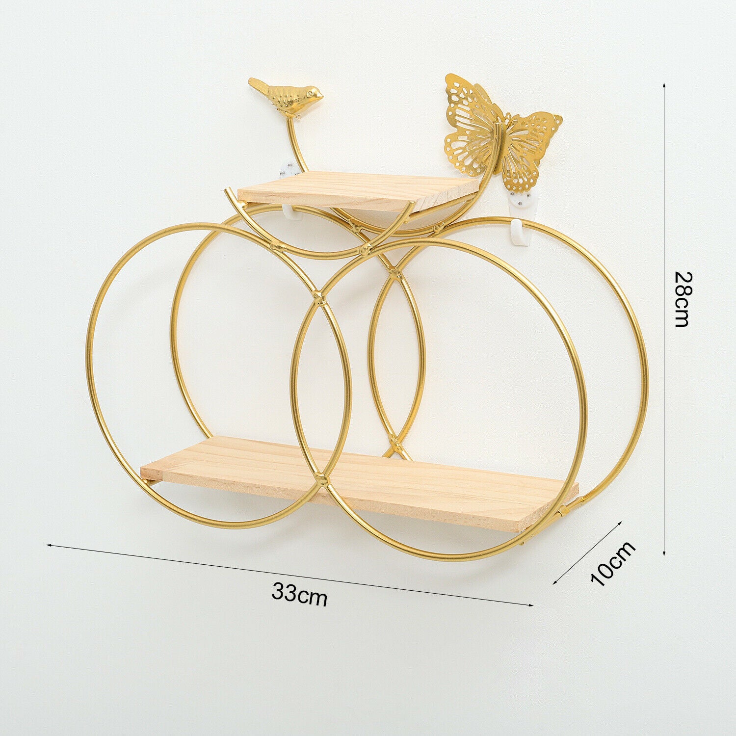 Wall-Mount Floating Wall Shelves Hanging Storage Display Golden Home Office Déco