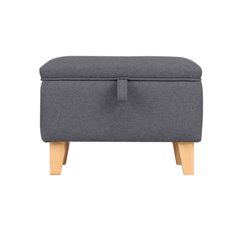 Rectangle Fabric Ottoman Storage Chest Padded Footstool Pouffe Chair Bench Trunk