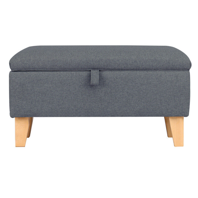 Rectangle Fabric Ottoman Storage Chest Padded Footstool Pouffe Chair Bench Trunk