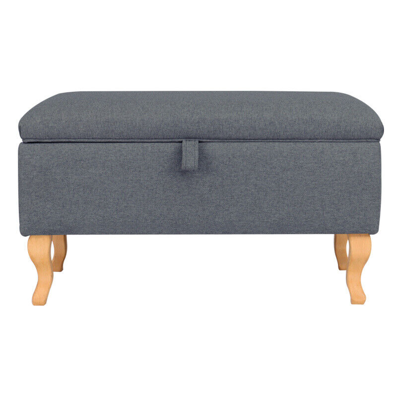 Rectangle Fabric Ottoman Storage Chest Padded Footstool Pouffe Chair Bench Trunk