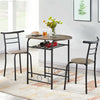 Compact Dining Room Set, 3 Piece Kitchen Breakfast Bar Table with Storage Shelf