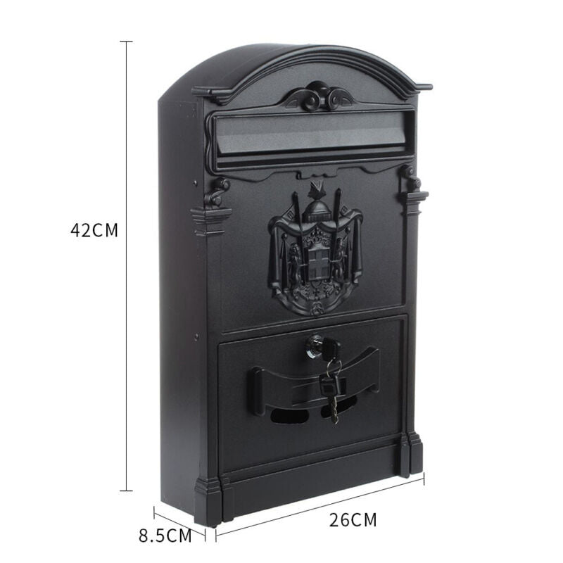 Outdoor Wall Mounted Mailbox Lockable Steel Mail Letter Post Secure Box Postbox