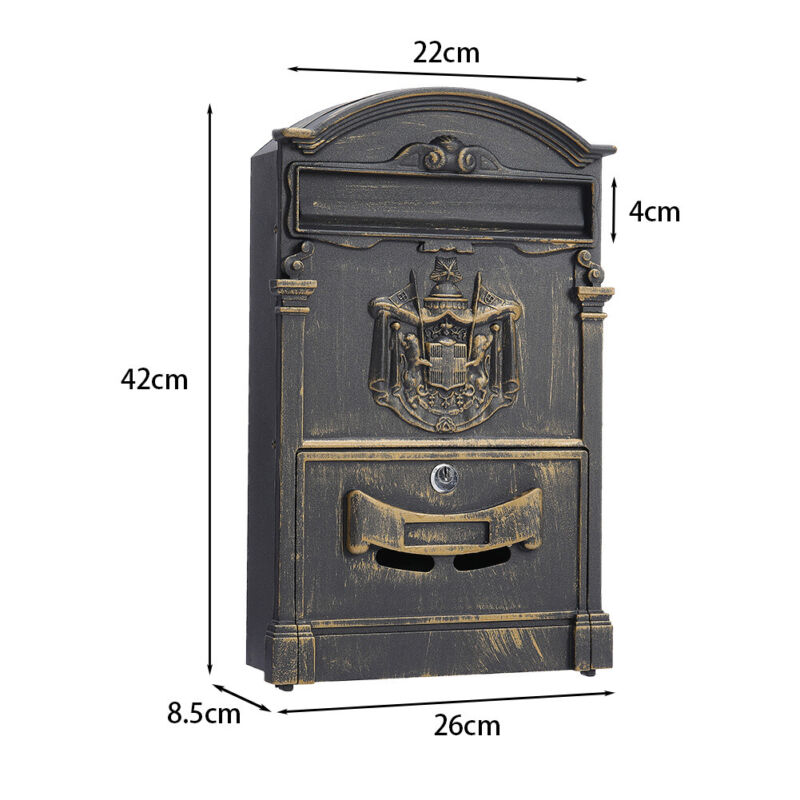 Outdoor Wall Mounted Mailbox Lockable Steel Mail Letter Post Secure Box Postbox