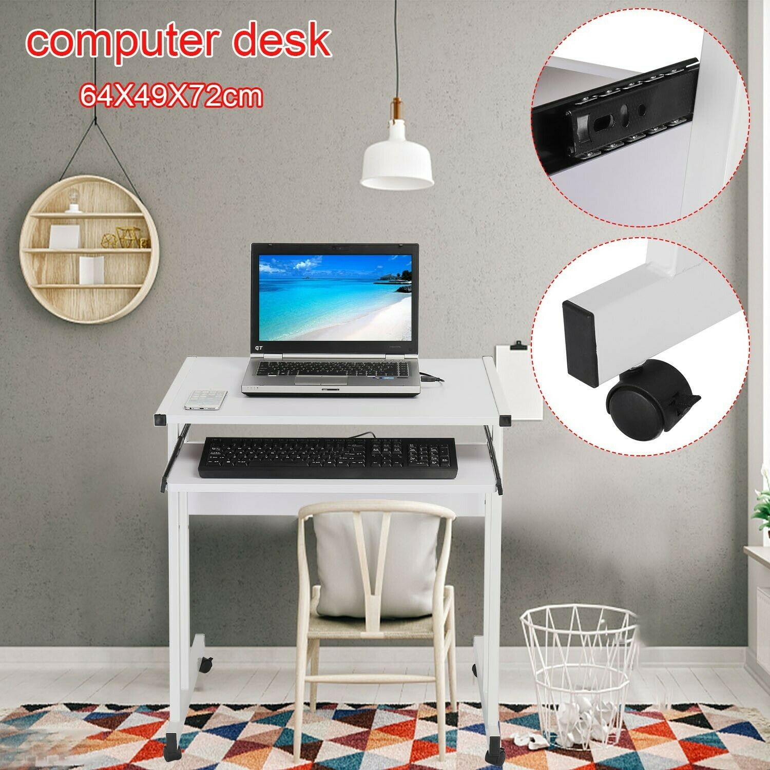 Home Office Computer Desk Study PC Writing Table Workstation Shelf Furniture UK