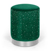 Velvet Plush Gem Studded Sparkle Dressing Table Stool Footstool Chrome Band