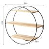 Round Wall Mounted Shelf Metal Wire Wooden Storage Display Floating Shelf Rack