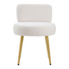 Dressing Table Stool Linen/Faux Fur Makeup Vanity Seat Chair Metal Legs Pouffe