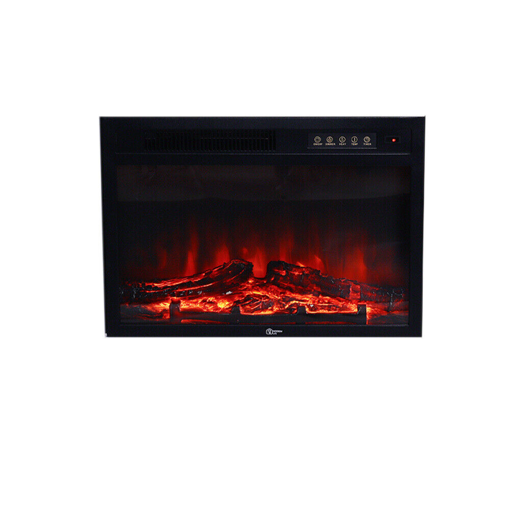 30inch Electric Fireplace Fire Suite Wooden White Surround LED Flame Room Heater
