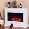 White Electric Fireplace Heater Log Flame Effect Standing Mantelpiece Suite 34''