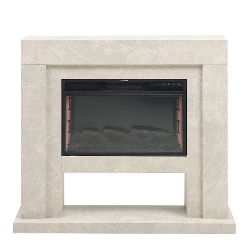 Electric Fireplace Glass Fire Mantel Set Wall Insert/Standing Heater With Remote