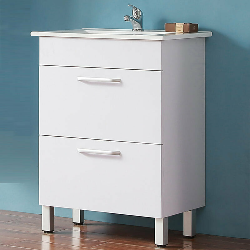 Modern Bathroom Vanity Unit with Basin Sink Storage Cabinet Furniture 600 White
