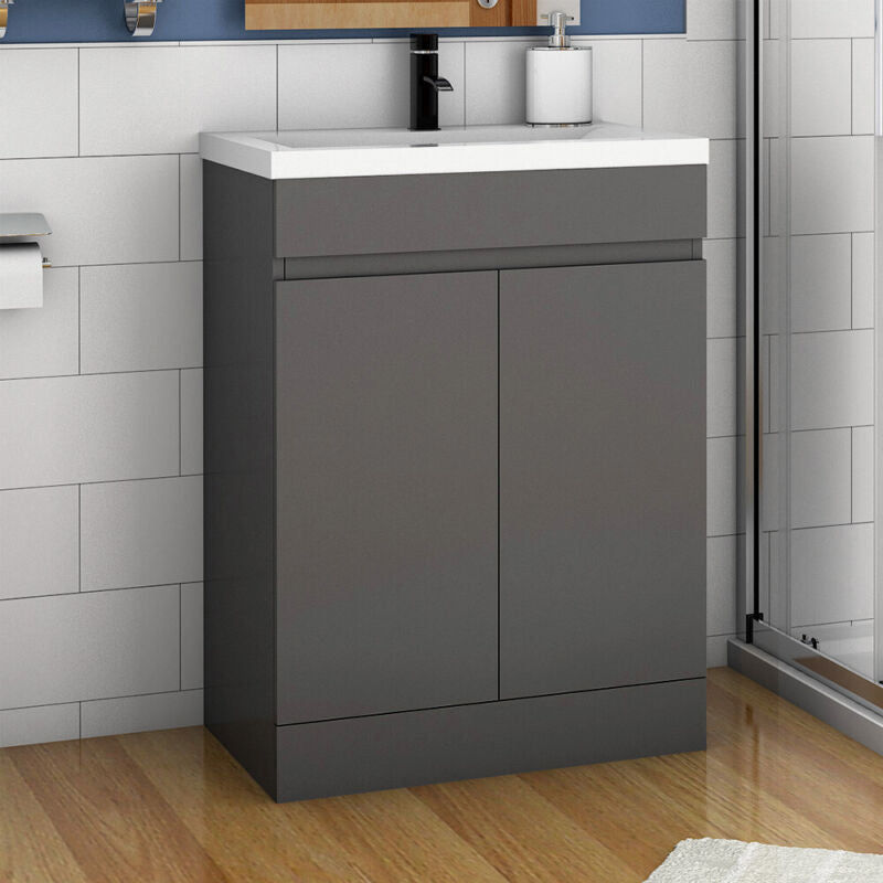 600 / 500 mm White or Grey Under Sink Bathroom Cabinet Floorstanding Storage