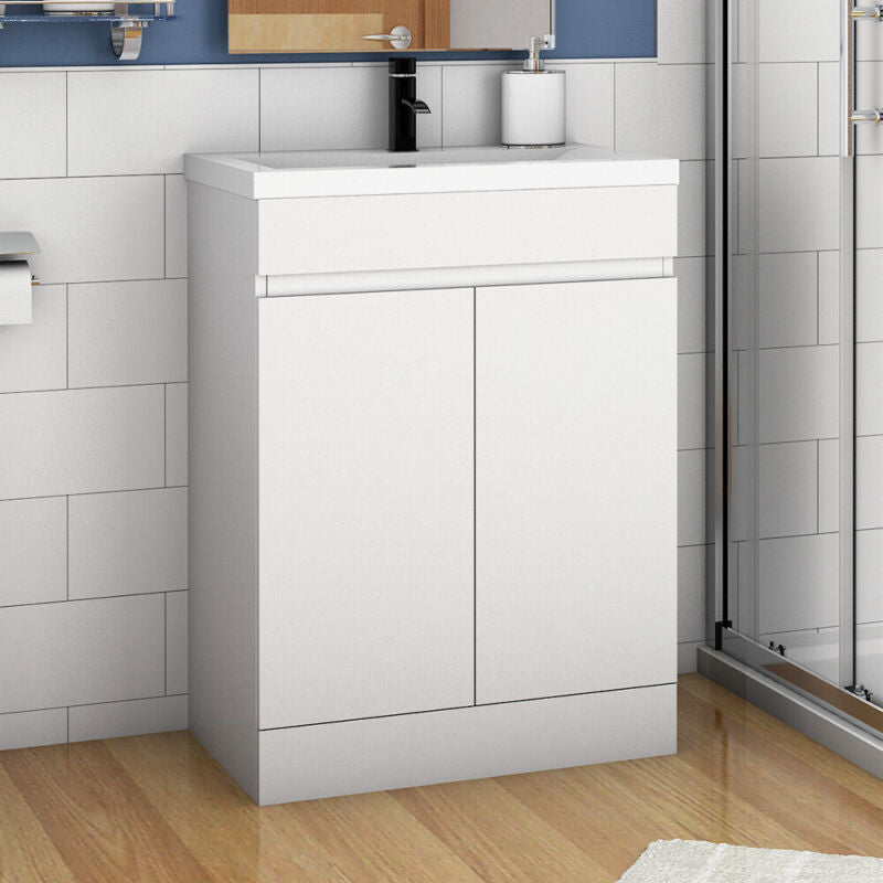 600 / 500 mm White or Grey Under Sink Bathroom Cabinet Floorstanding Storage