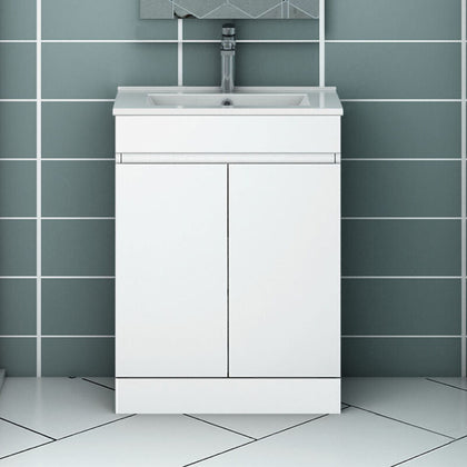 Floor or Wall Bathroom Vanity Unit Doors Drawer White with Baisn 500mm / 600mm
