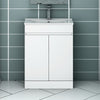 Floor or Wall Bathroom Vanity Unit Doors Drawer White with Baisn 500mm / 600mm