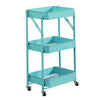 3 Tier Slim Kitchen Storage Trolley Cart Rack Tray Shelf Rolling Wheel W/ Handle