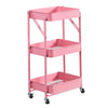 3 Tier Slim Kitchen Storage Trolley Cart Rack Tray Shelf Rolling Wheel W/ Handle