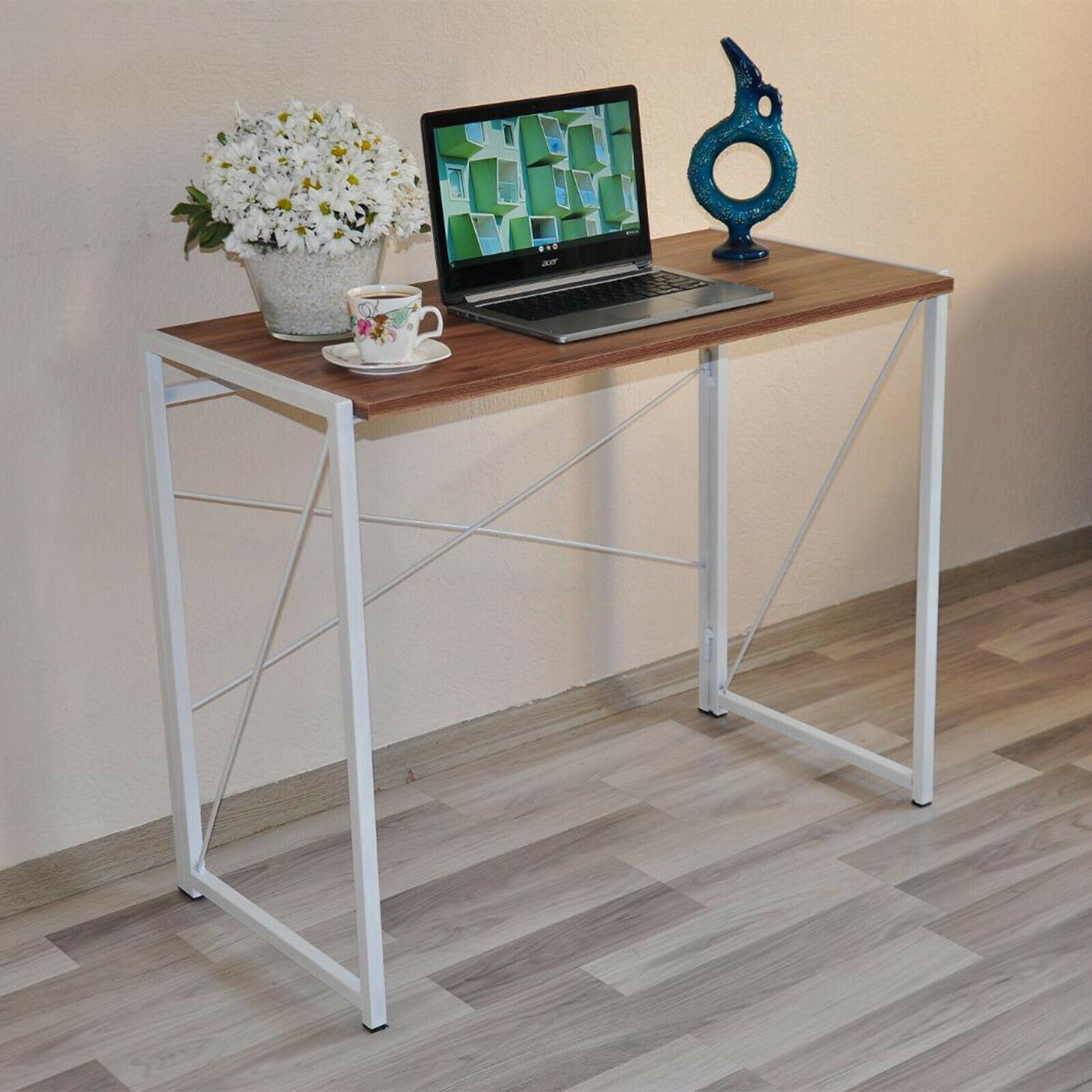 Folding Computer Desk Wooden Foldable Study Table Laptop PC Table Home Office