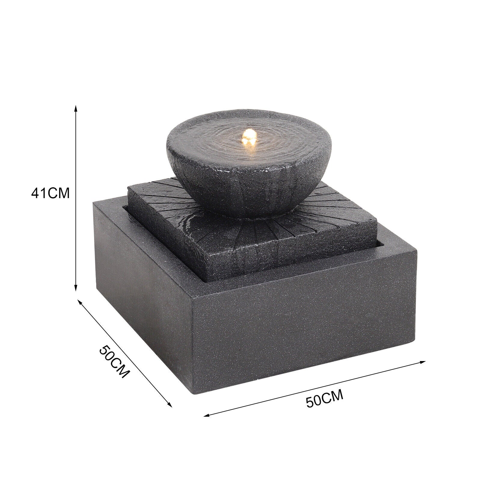Garden Solar Water Feature LED Light Fountain Outdoor Resin Statue Orn