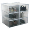 6 Stackable Plastic Shoe Boxes Drawer Storage Cabinet Nonslip Organiser Foldable