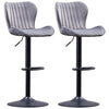 2x Bar Stools Kitchen Breakfast Chairs Gas Lift Swivel Faux Leather Velvet Chair