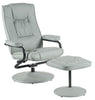Grey Lounge Recliner Chair 360' Swivel & Footstool Armchair Grey Faux Leather