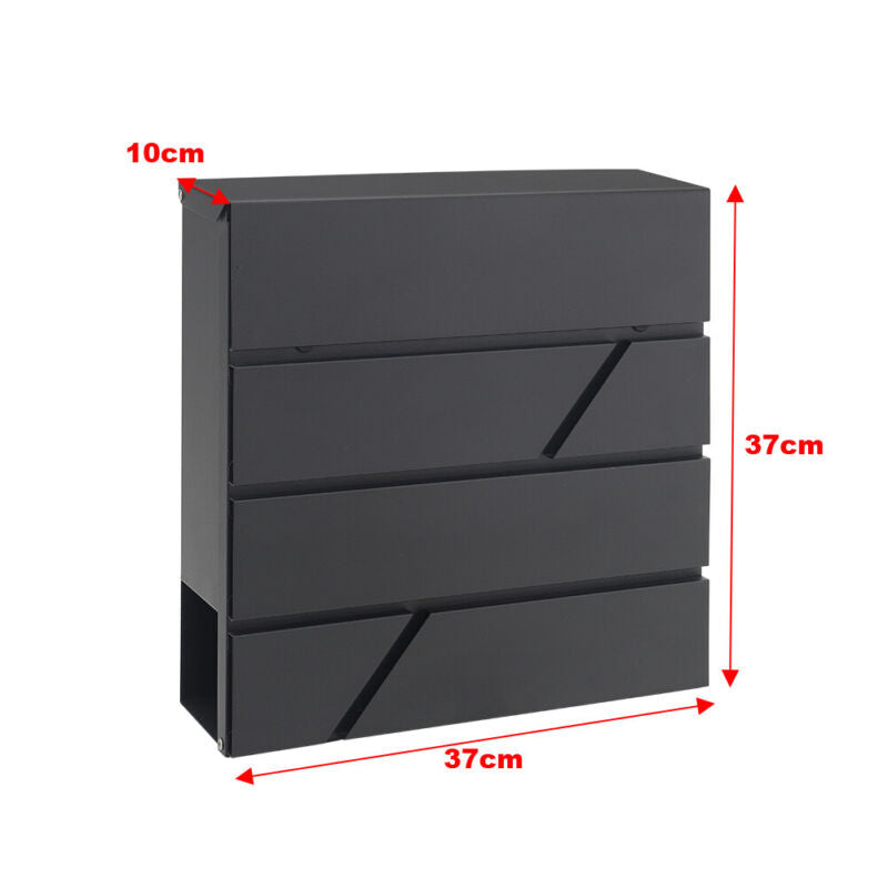 Outdoor Wall Mounted Mailbox Lockable Steel Mail Letter Post Secure Box Postbox