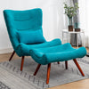 Upholstered Lounge Fabric Chair Sofa Velvet Armchair with Footstool Living Room