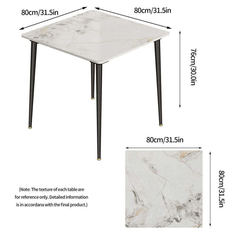 Large Modern Marble Dining Table Kitchen Dinner Desk 4-6 Person w/ Metal Legs