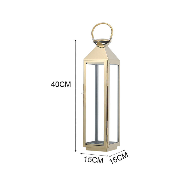 Stainless Steel Tall Glass Lanterns Floor Lantern Candle Tealight Holders Garden