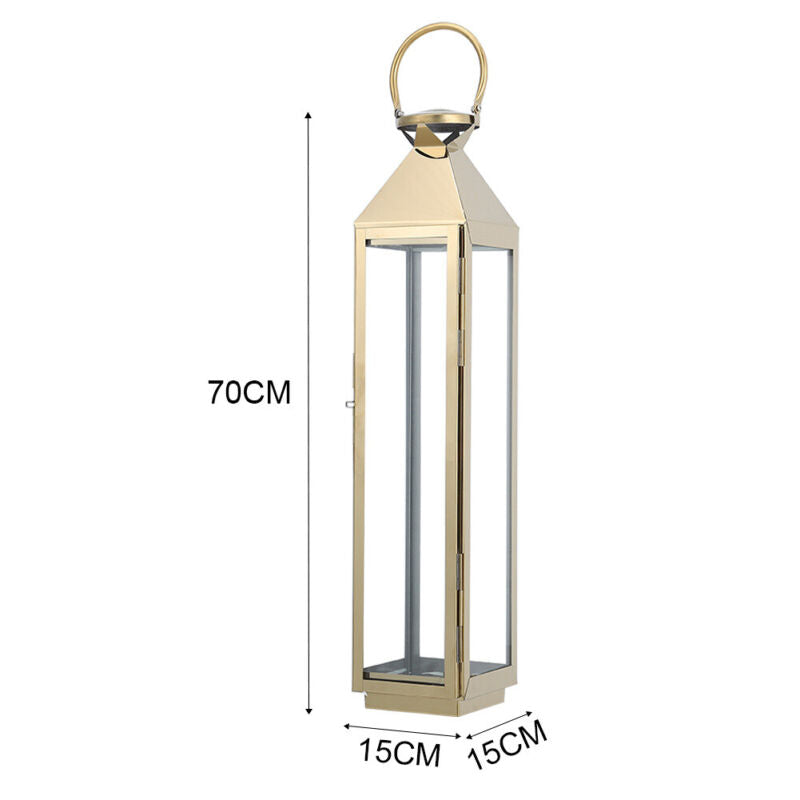 Stainless Steel Tall Glass Lanterns Floor Lantern Candle Tealight Holders Garden