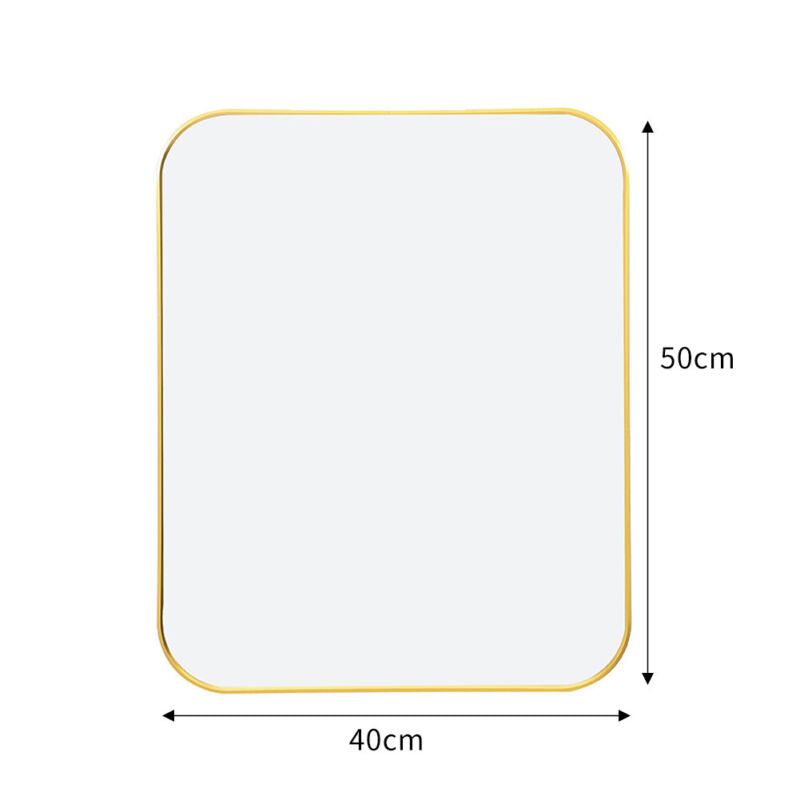 Rectangle Gold Glass Wall Mirror Metal Frame Vanity Makeup Shaving Bathroom Deco
