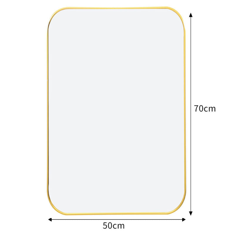 Rectangle Gold Glass Wall Mirror Metal Frame Vanity Makeup Shaving Bathroom Deco