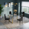 4/6/8Seater Faux Leather Dining Chair SquareBase Tempered Glass Dining Table Set