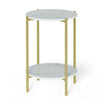 2 Tiers Round Marble Side End Table Center Table& Storage Gold/Black Metal Frame