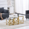 Nest of 3 Coffee Table Sofa Side End Table Tempered glass Stainless Steel Legs