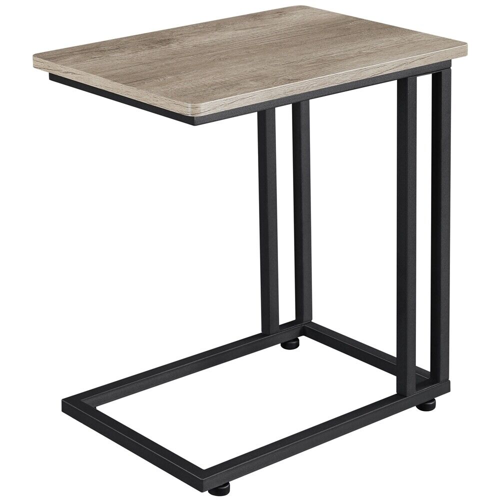 C Shaped Side Table Snack Coffee End Table for Living Room, Slides Up to Sofa