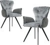 2PC Modern Dining Ergnomic Arm Chairs with Metal Leg Kitchen Living Room