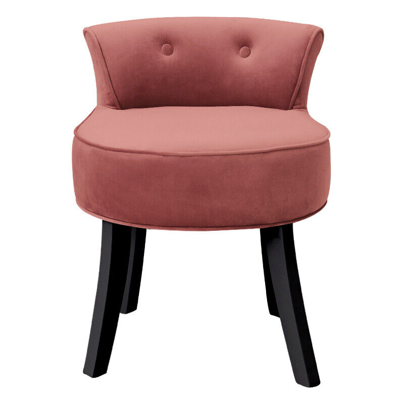 Velvet Makeup Vanity Stool Chair Padded Seat w/ Wooden Legs Dressing Table Stool
