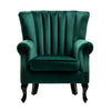 Upholstered Wing Back Chesterfield Sofa Velvet Button Tub Chair Scallop Armchair