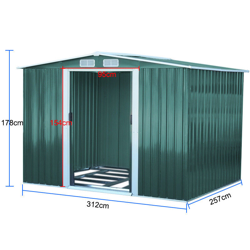 Galvanized Garden Shed Metal Apex/Flat Roof Outdoor Storage With Free Foundation