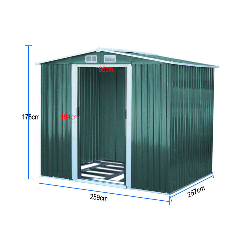 Galvanized Garden Shed Metal Apex/Flat Roof Outdoor Storage With Free Foundation
