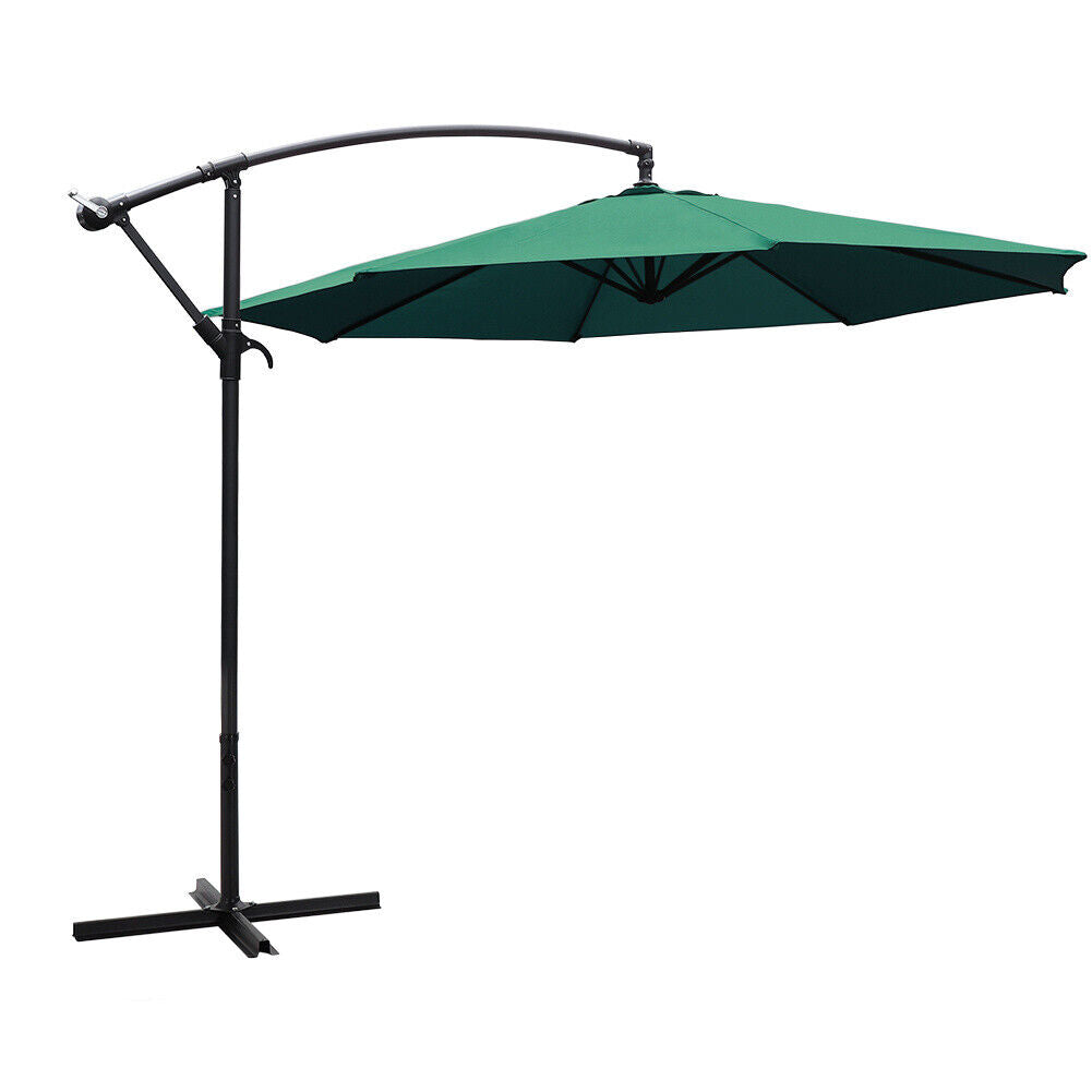 3M Banana Cantilever Umbrella Garden Parasol Sun Shade Patio Hanging Tilt Crank