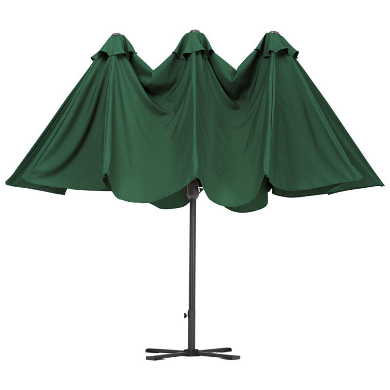 4.6M Cantilever Parasol Garden Banana Sun Umbrella Manual Rocker Shade Canopy UK