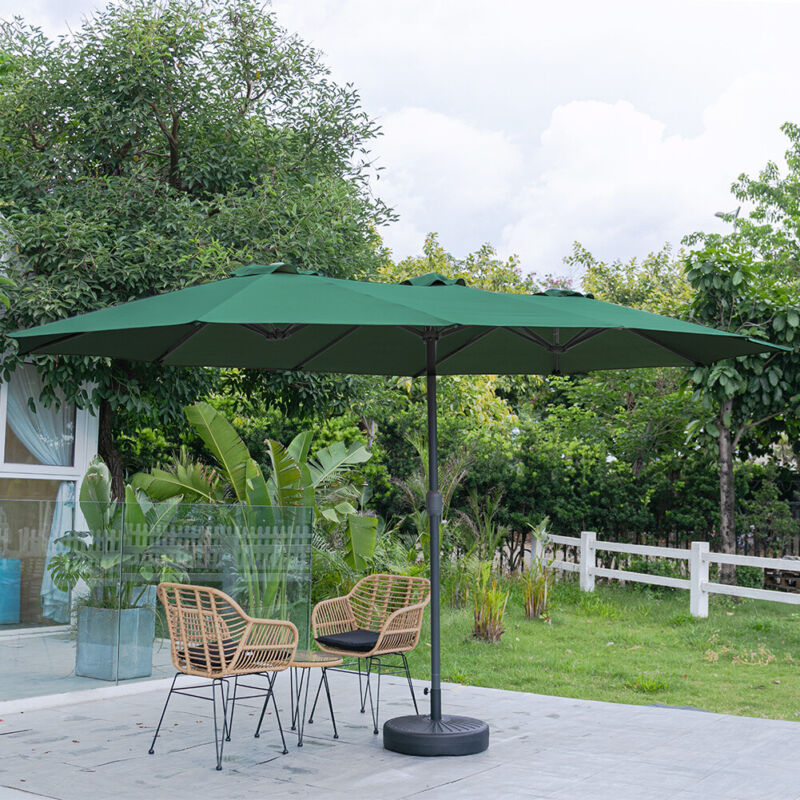 4.6M Cantilever Parasol Garden Banana Sun Umbrella Manual Rocker Shade Canopy UK